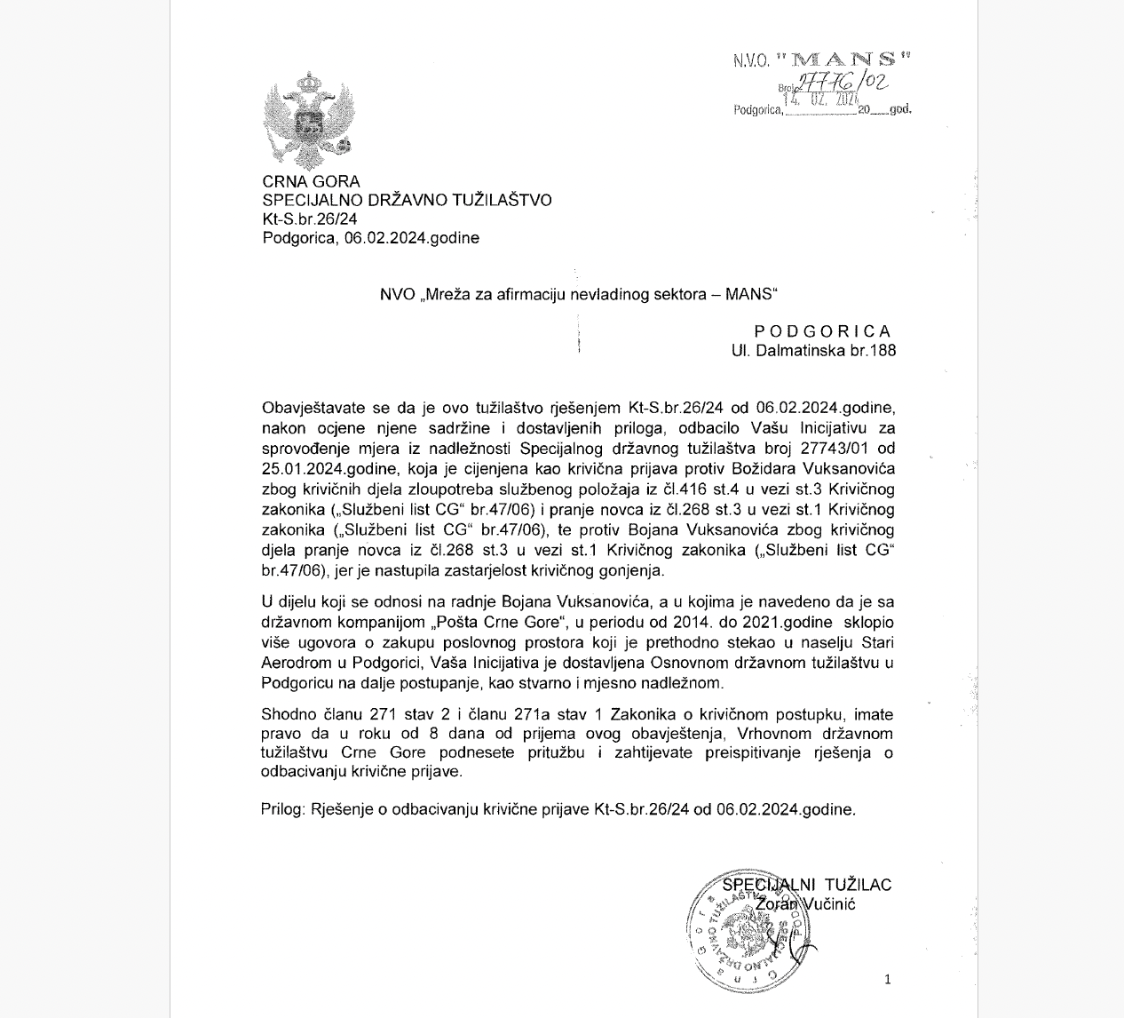 Zastara u slučaju Vuksanović, hitno potreban “italijanski model” zakona o oduzimanju imovine